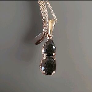 Midnight Sapphire Pendant Necklace 3ctw, Platinum Plated Sterling Silver